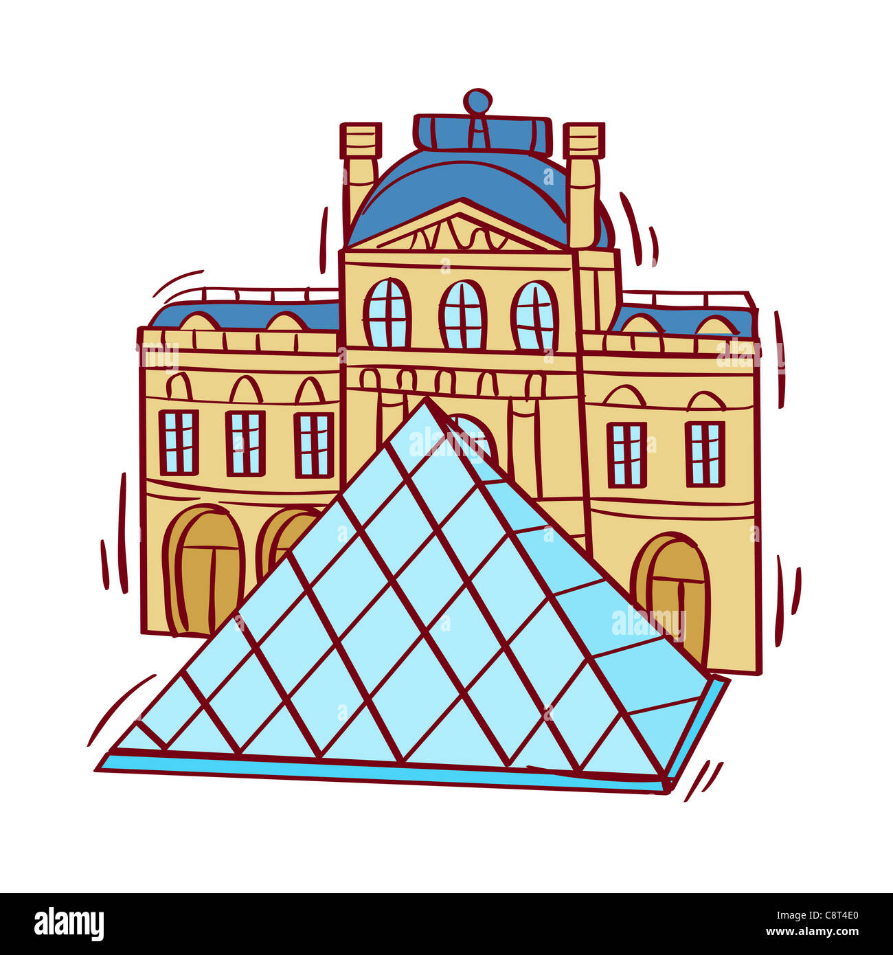 Illustration of Louvre Pyramid Stock Photo