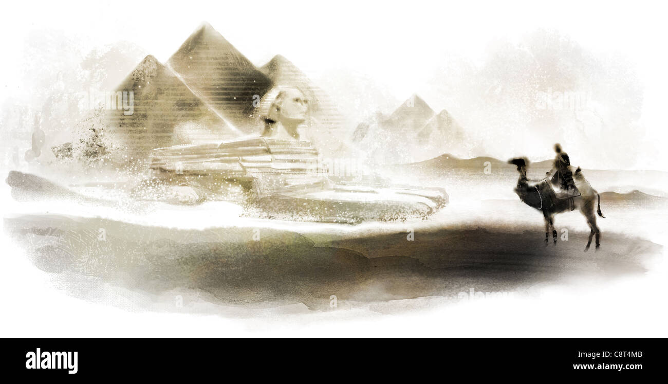 Egypt, Giza, Sphinx And The Pyramid Of Khafre Stock Photo - Alamy