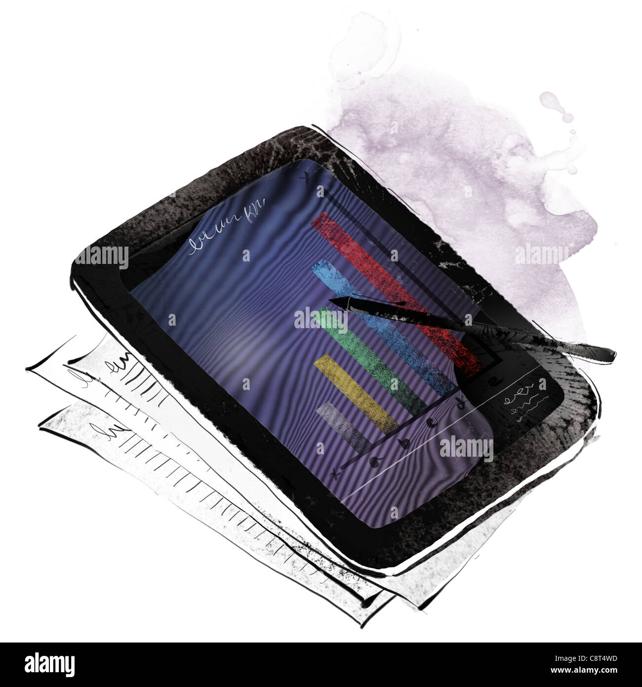 Line Graph Display In Phone Graph Screen On Cell Phone Stock Photo - Alamy