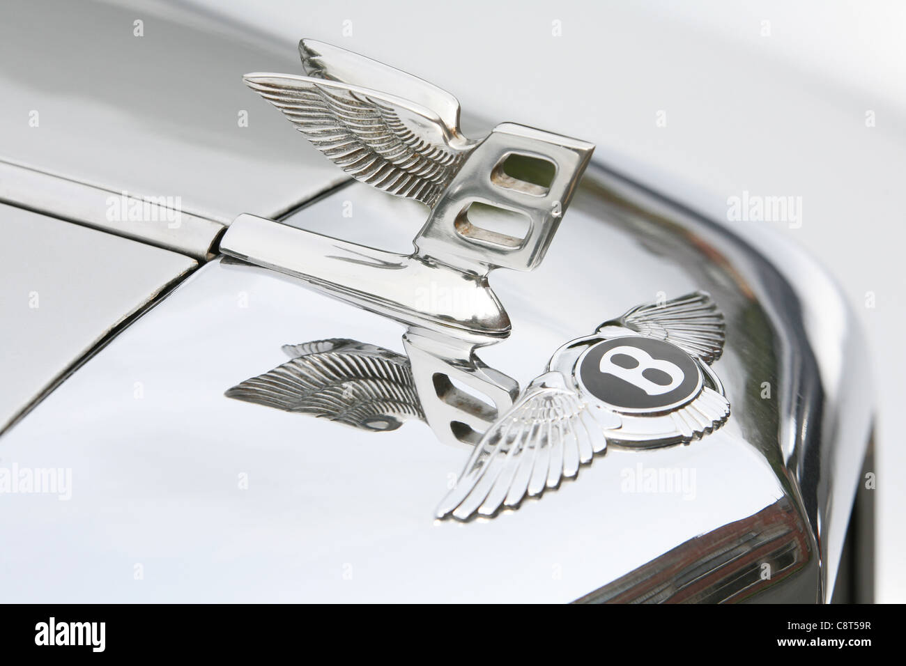 Logo on a vintage Bentley car. Stock Photo