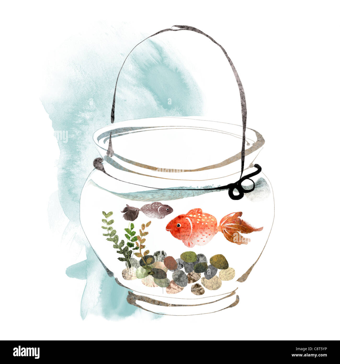 Gold Fish Bowl Stock Photo Alamy