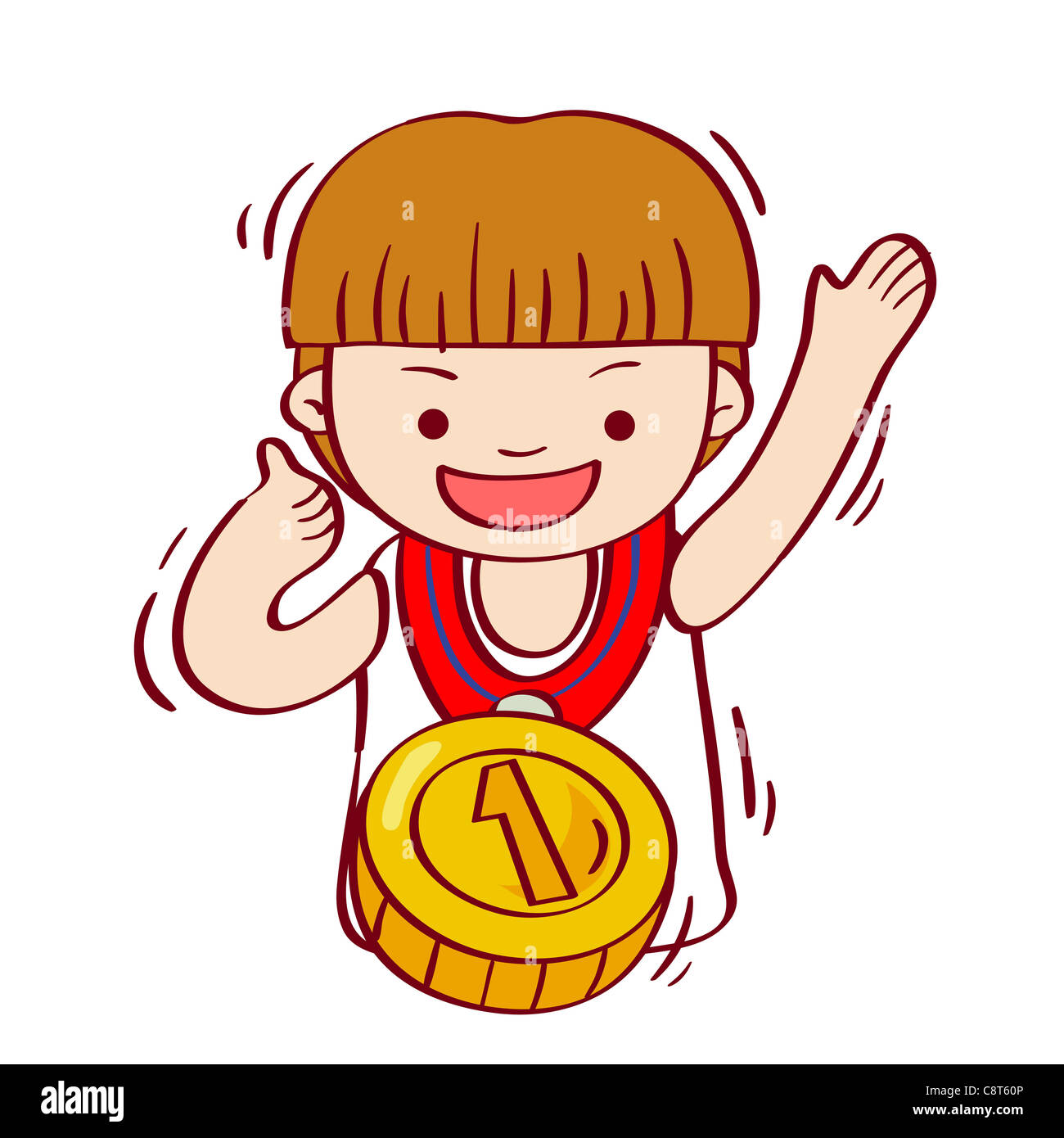 Illustration of happy winning girl Stock Photo Alamy