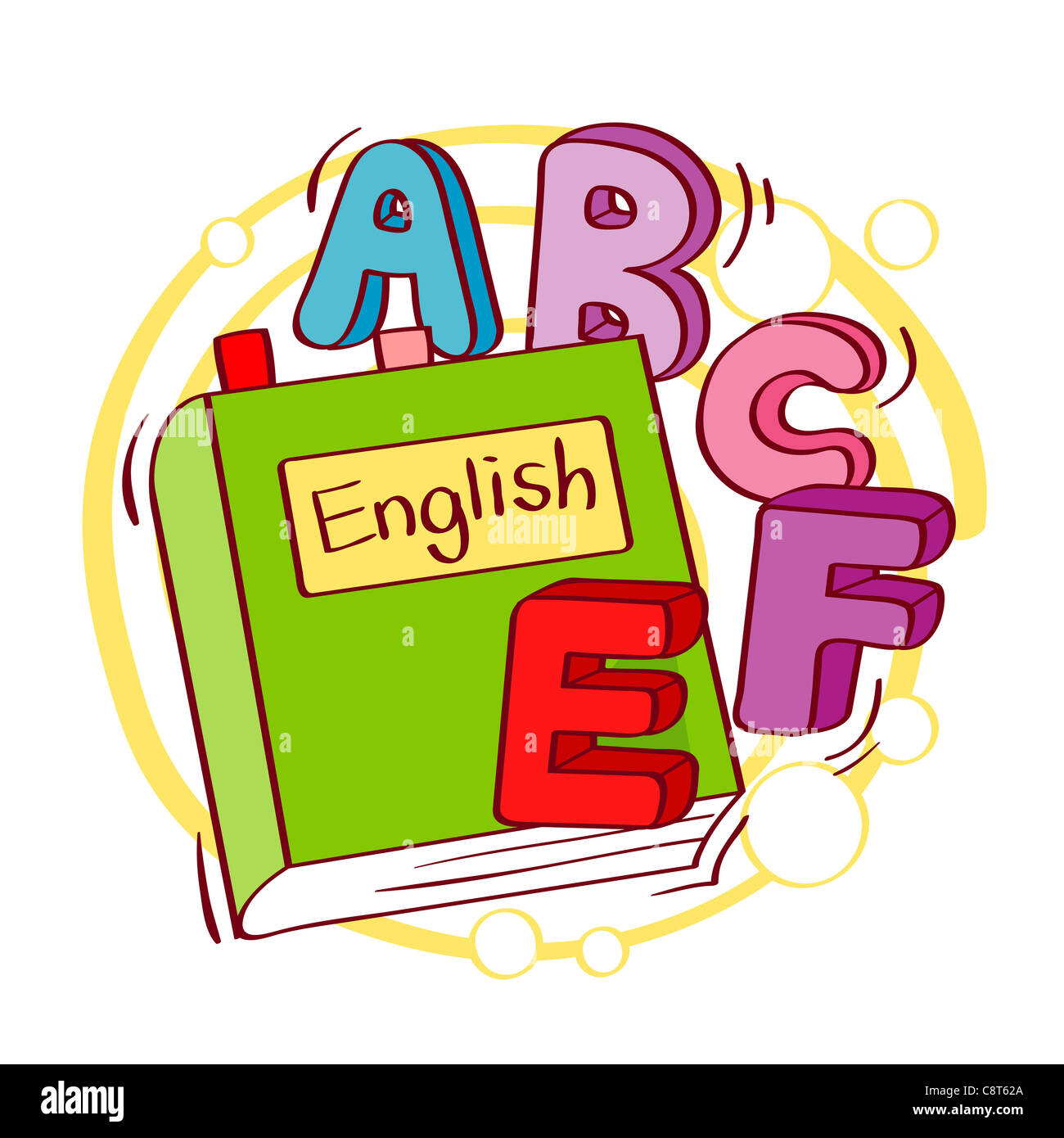 Illustration of book and alphabets Stock Photo