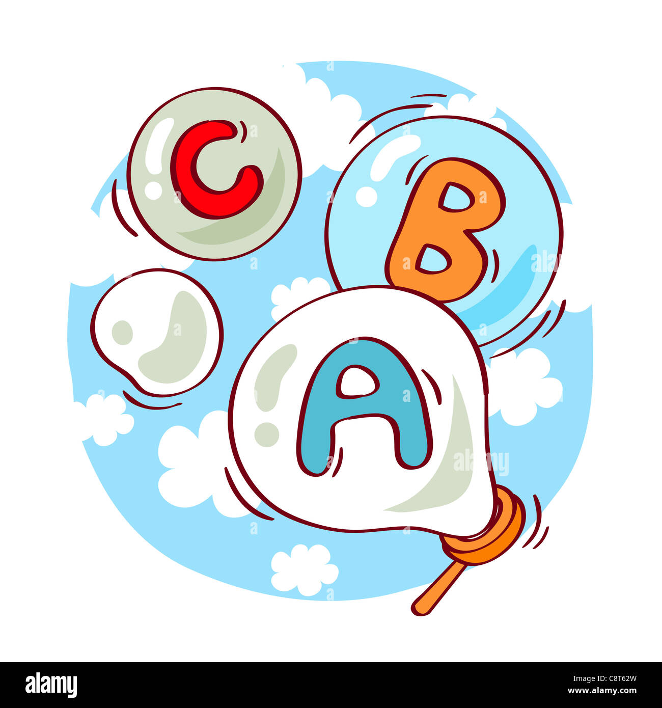 Illustration of alphabets in bubbles Stock Photo
