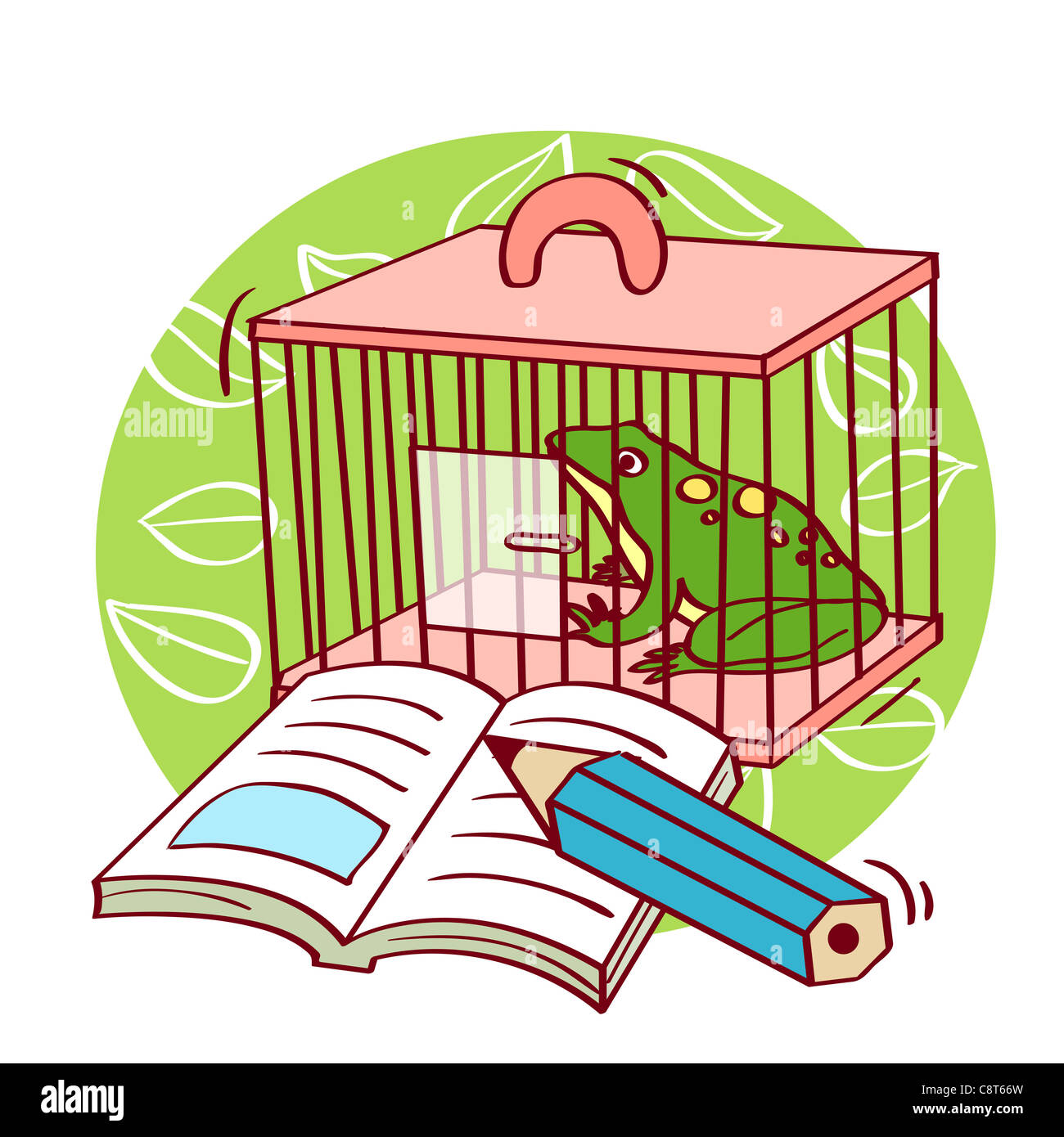 Illustration of frog in the cage Stock Photo Alamy