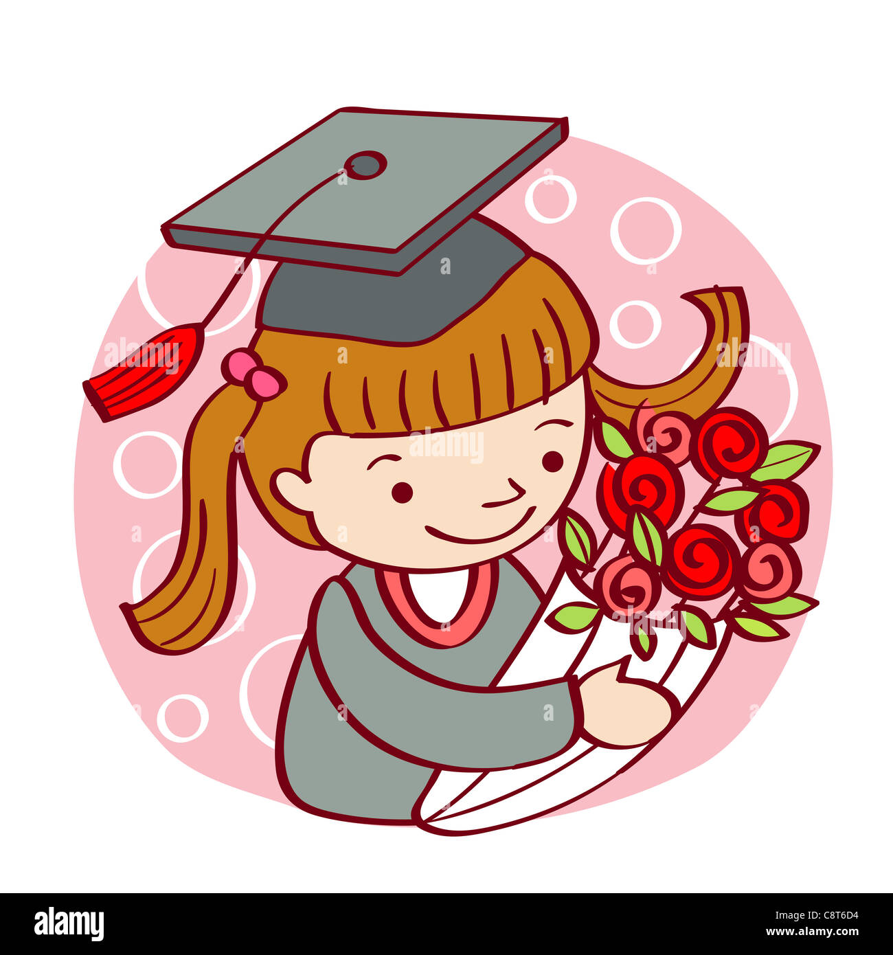 Illustration of graduated girl Stock Photo