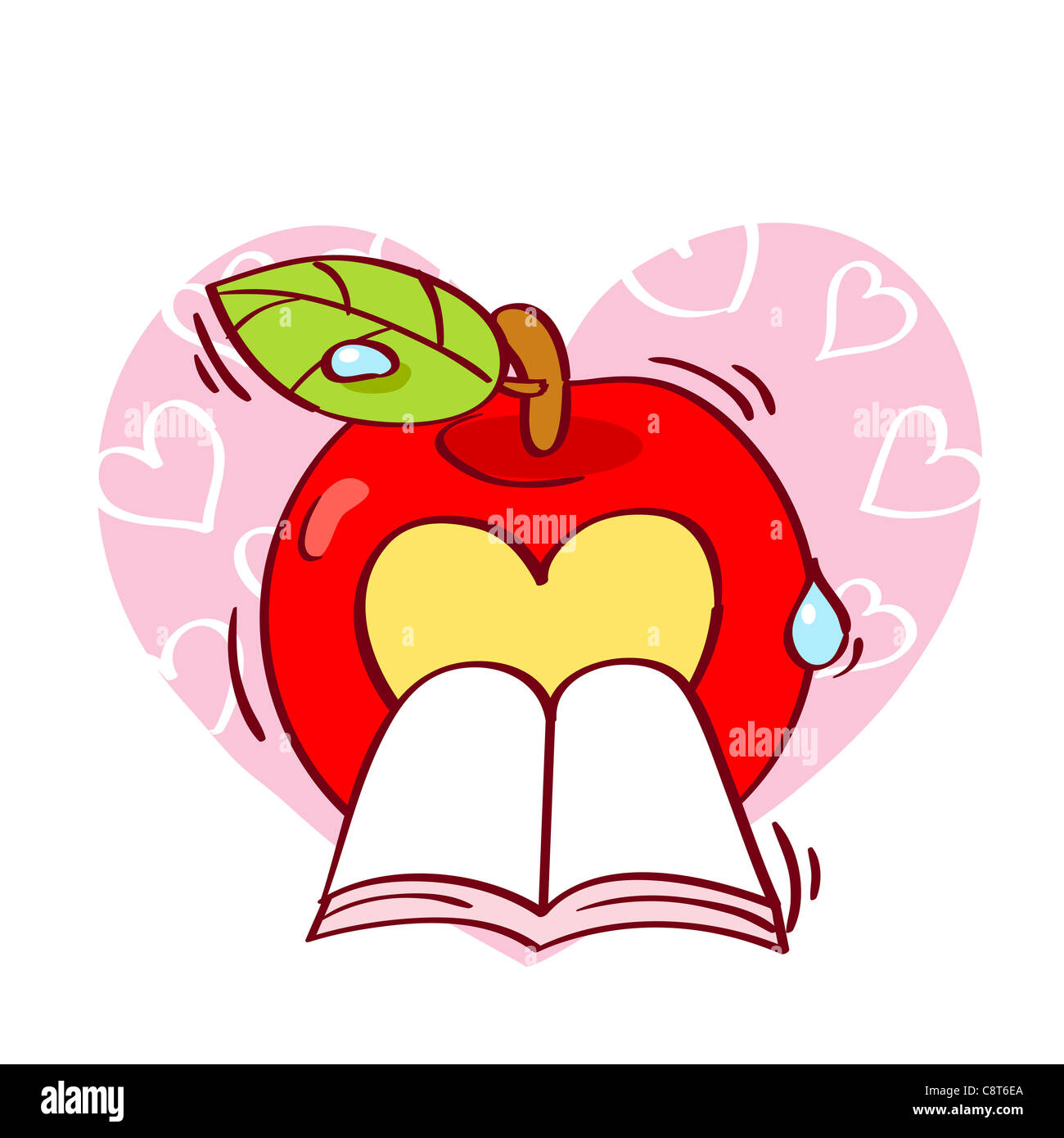 Illustration of book and apple Stock Photo