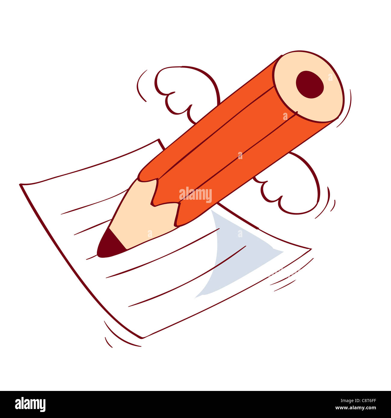 Pencil and paper on white background Stock Photo