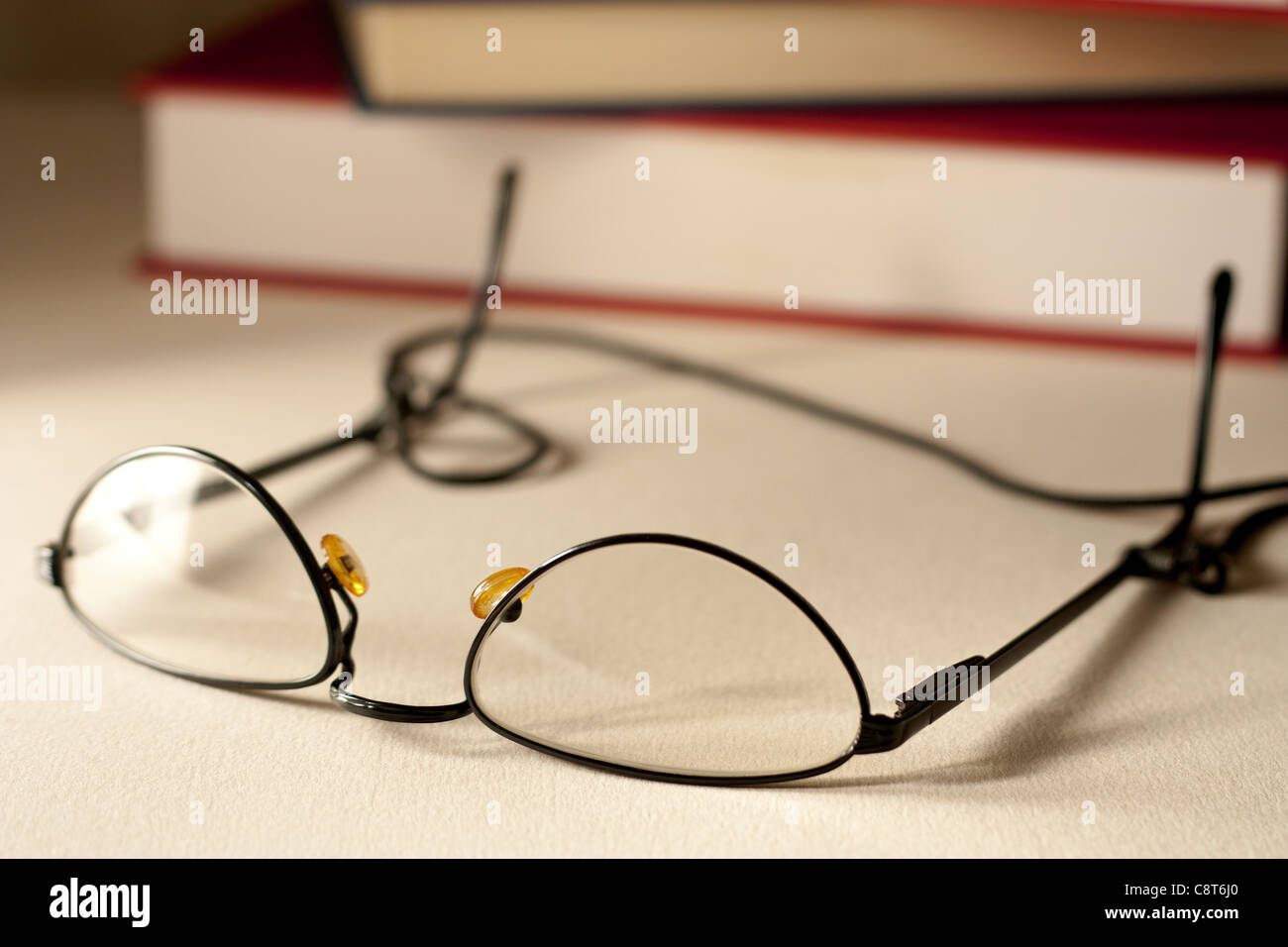 Glasses with Books Stock Photo