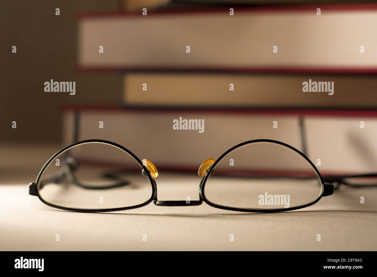 Glasses with Books Stock Photo