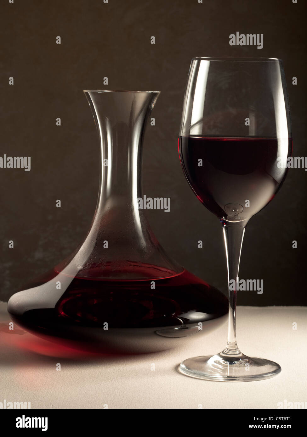 Decanter with Red Wine Glass Stock Photo Alamy