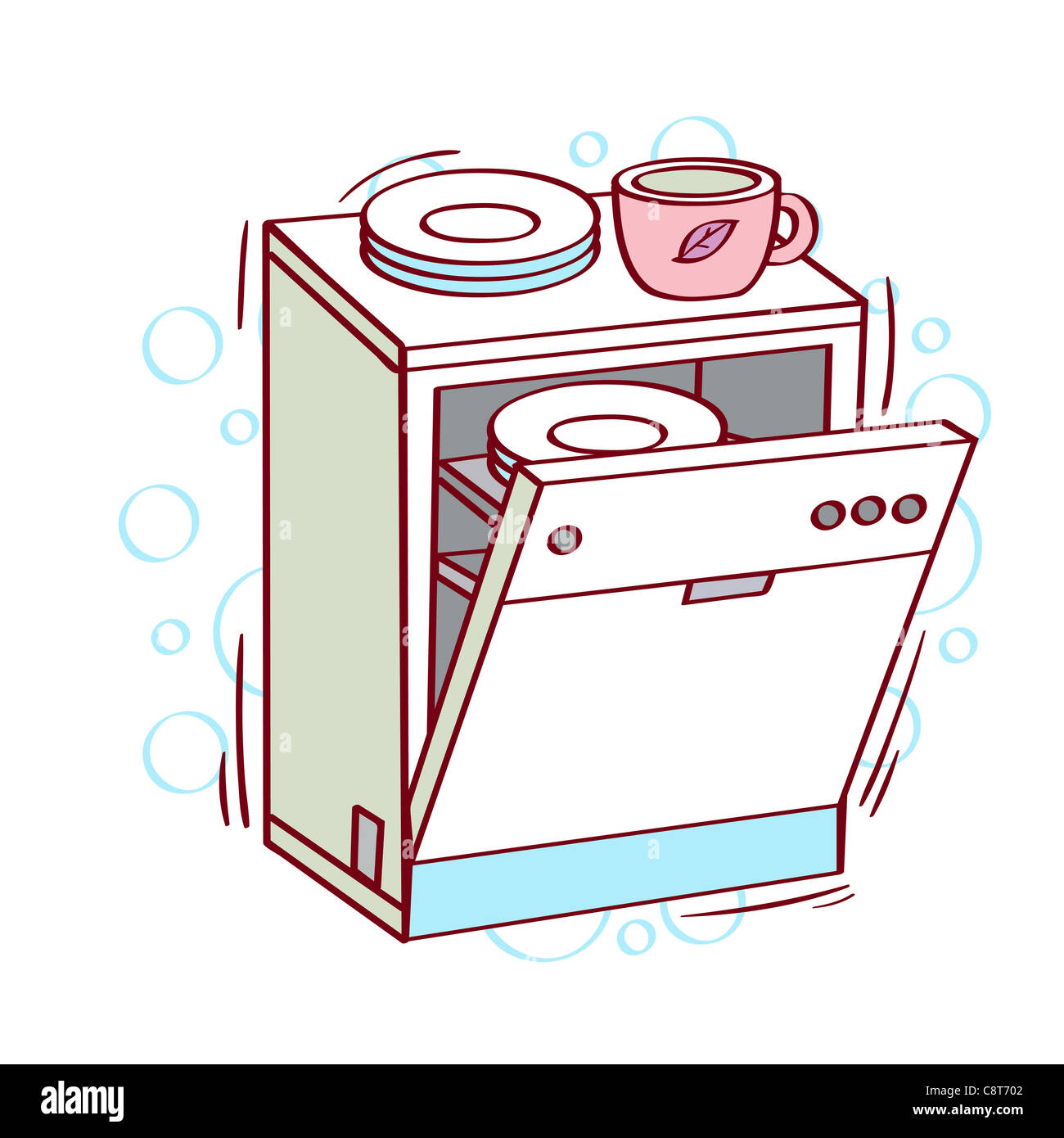 Illustration of dishwasher Stock Photo - Alamy