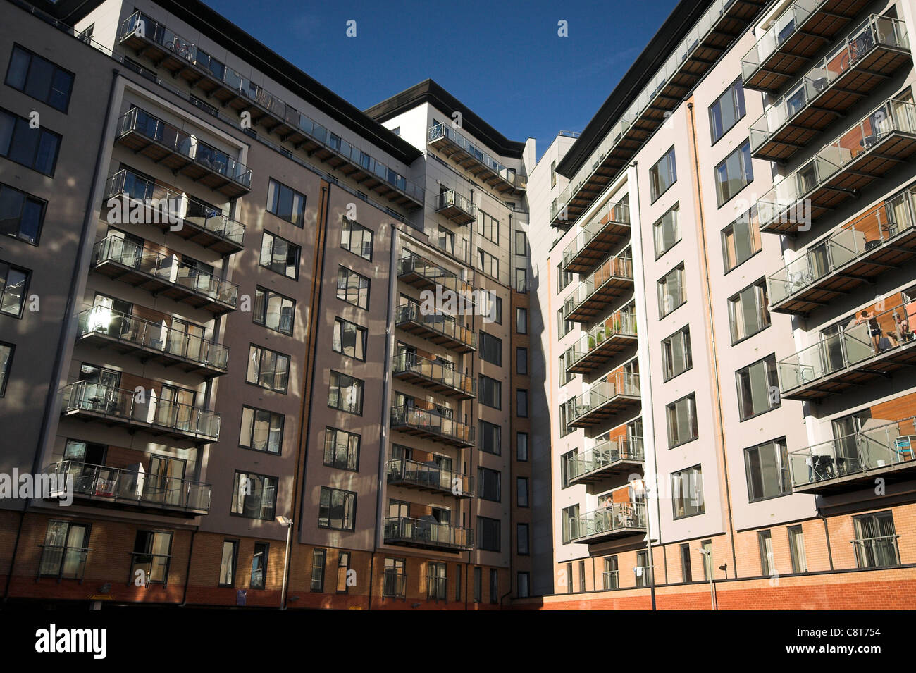 Modern apartments, Exchange Quay, Salford Quays, Manchester, UK Stock