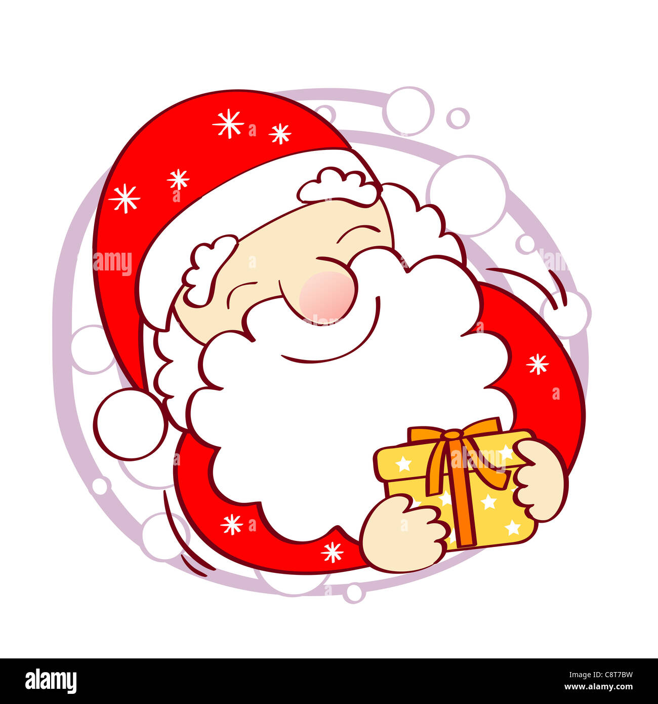 Illustration of Santa Claus holding gift box Stock Photo - Alamy