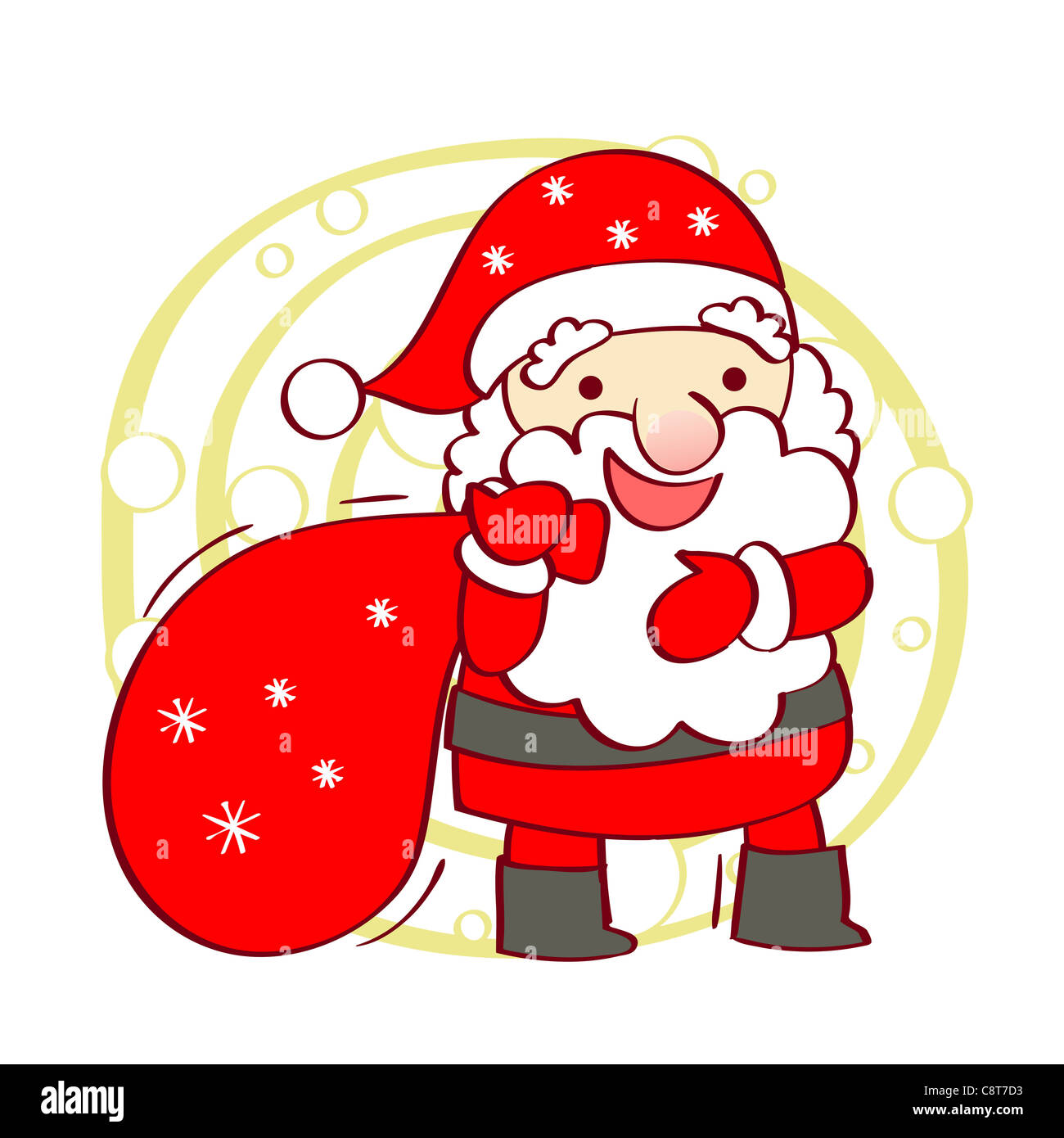 Illustration of a Santa Claus holding gifts sack Stock Photo - Alamy