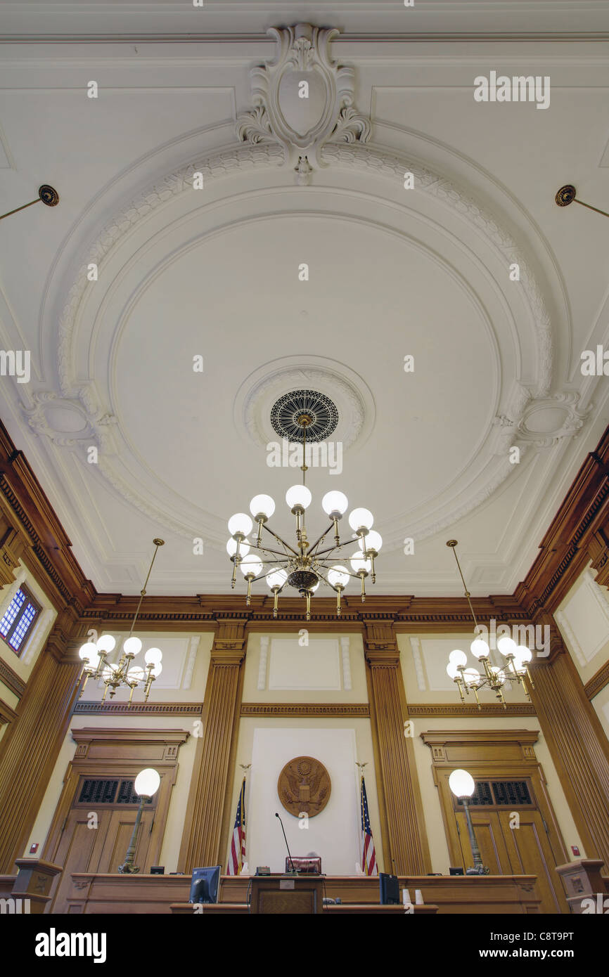 Baroque Ceiling above Courtroom in Pioneer Courthouse Portland Oregon Stock Photo