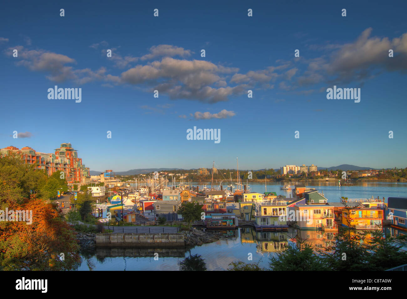 Victoria BC Canada Fisherman's Wharf at Inner Harbor Stock Photo