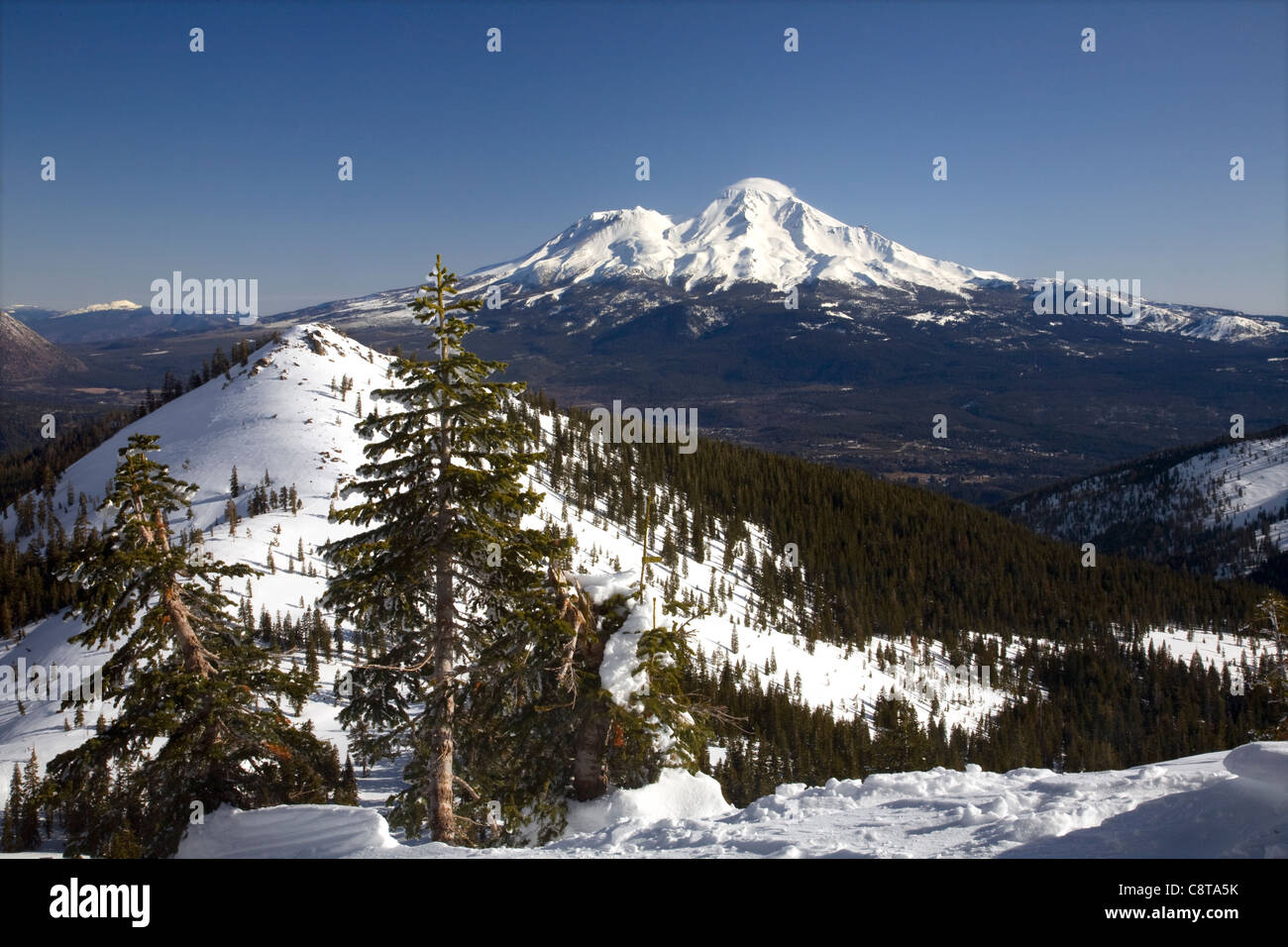 CALIFORNIA Winter view of Mount Shasta from the Castle Crags