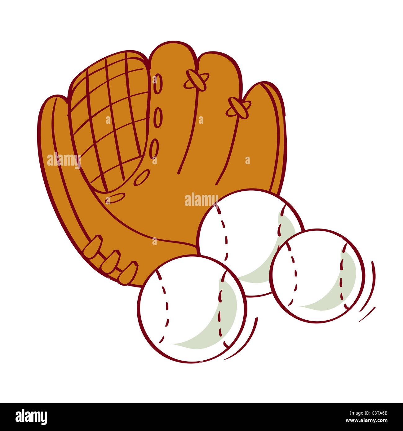 Illustration of a glove and balls Stock Photo Alamy