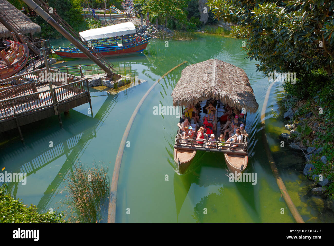 Boat Ride in Port Aventura amusement park. Salou, Catalonia, Spain