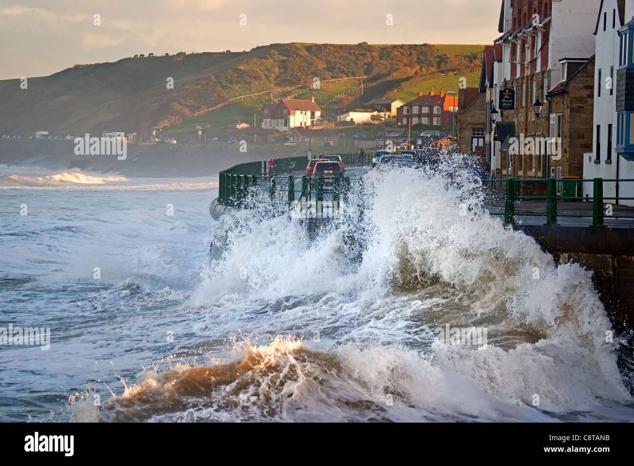 Sandsend in stormy weather Stock Photo