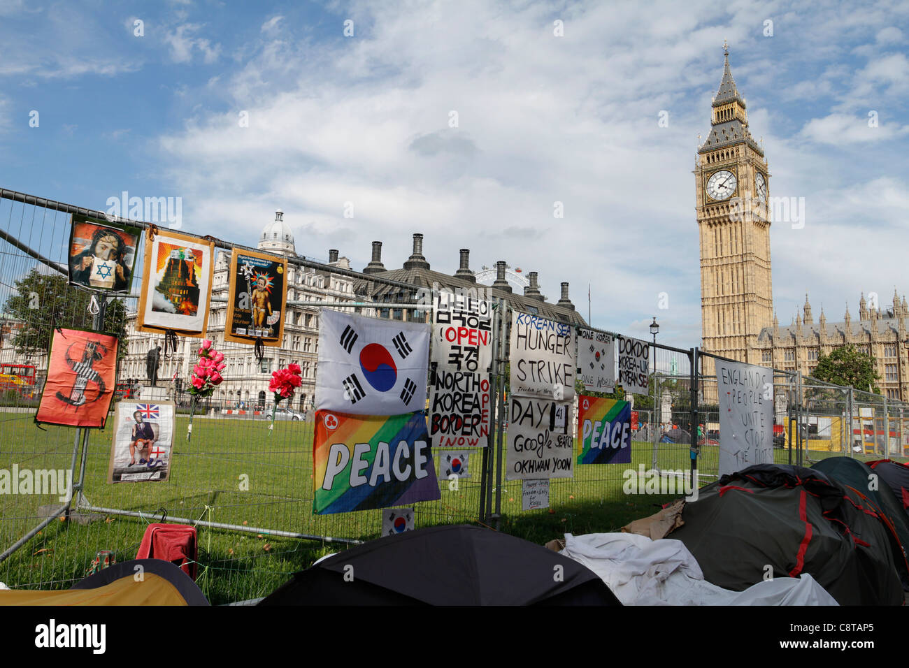 Protest sign at Parliament square in London. Stock Photo