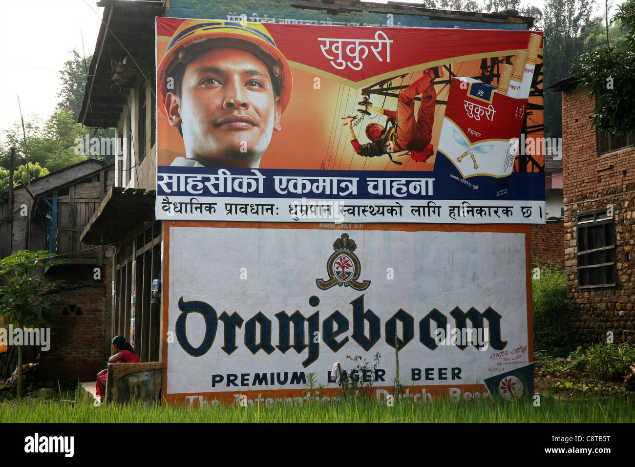 billboard of dutch beer in kathmandu, nepal Stock Photo