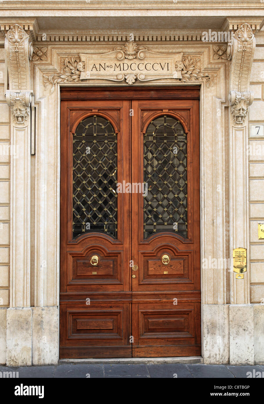 Rome, elegant entrance to old apartment building Stock Photo