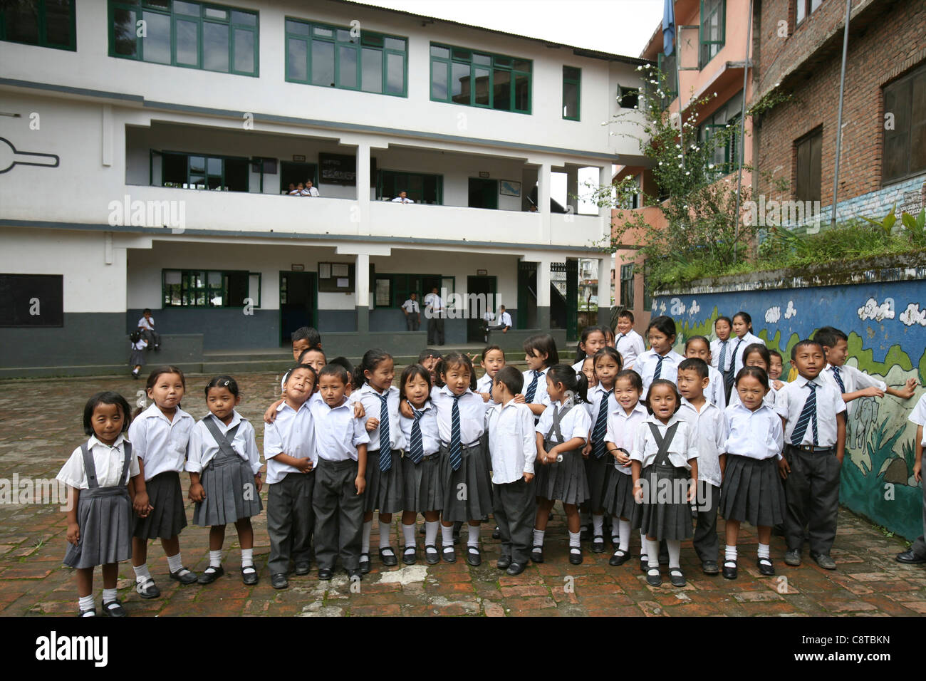 Tibetan refugees in school in Nepal Stock Photo