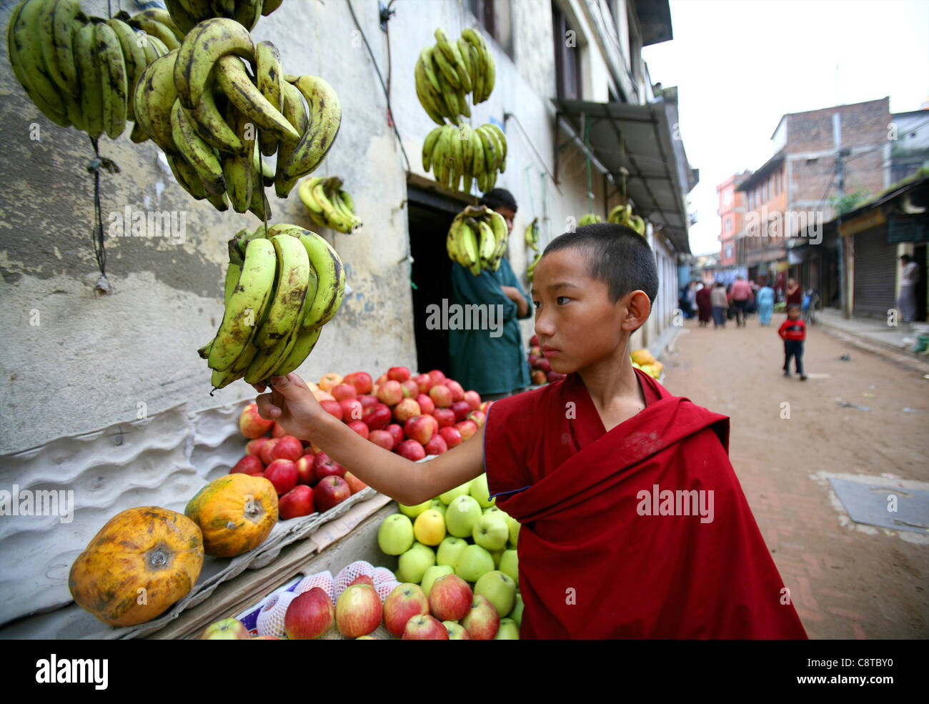 Tibetan Monk in Nepal Stock Photo