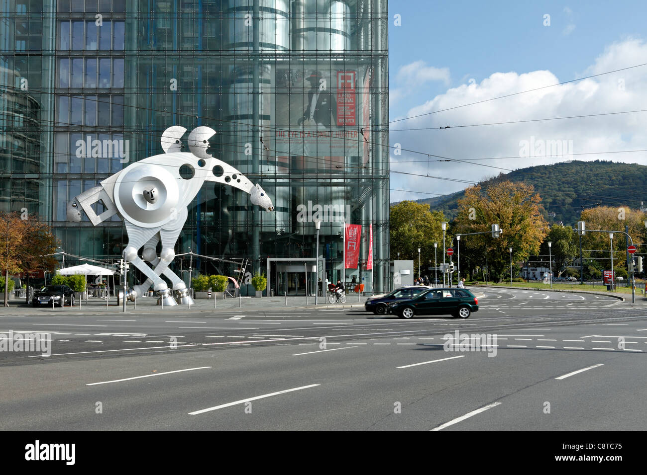 Metallic Horse Sculpture in front of the Print Media Centre, Heidelberg Baden Wurttemberg Germany Stock Photo