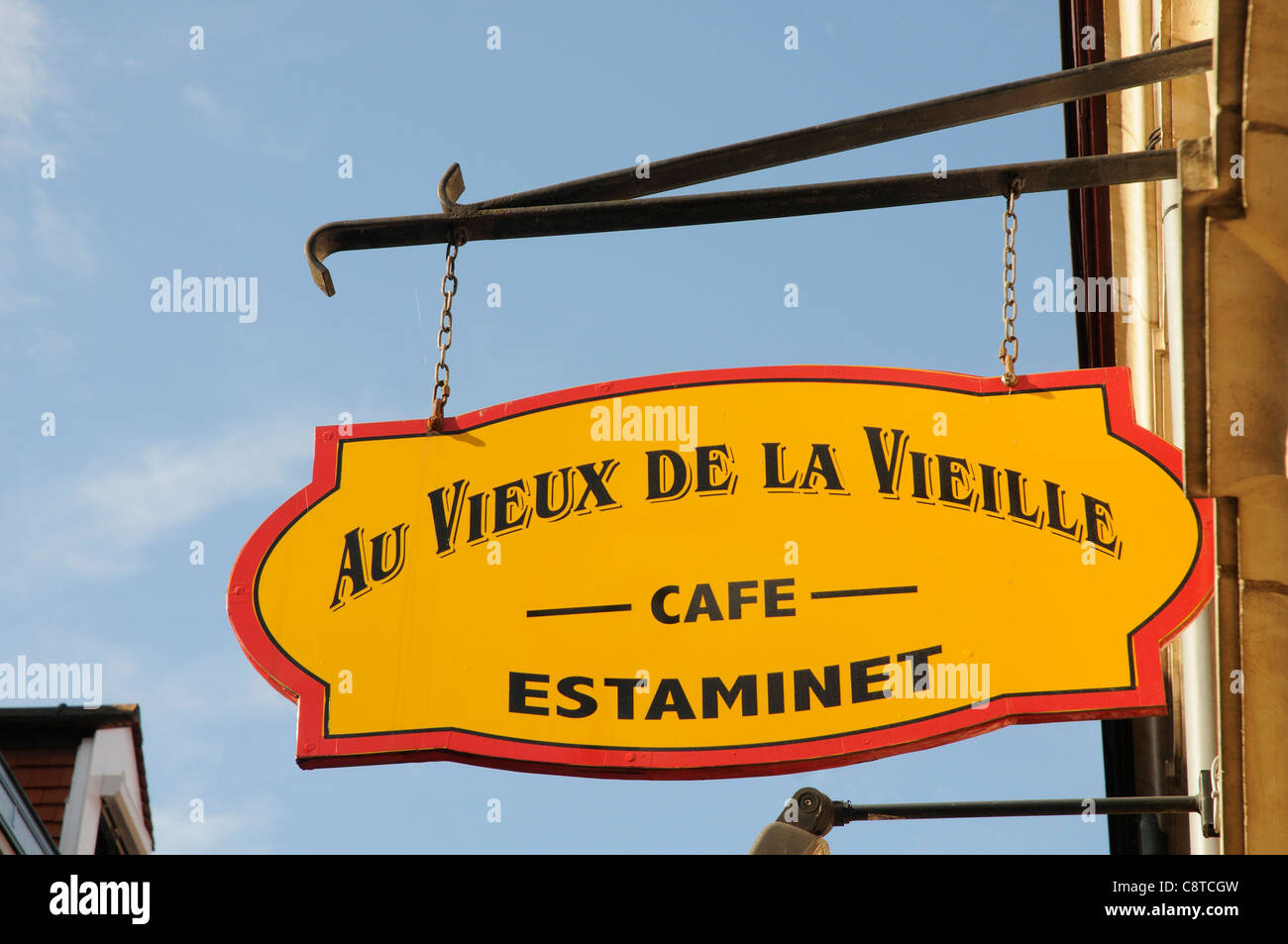 A sign for an estaminet in Lille, France Stock Photo