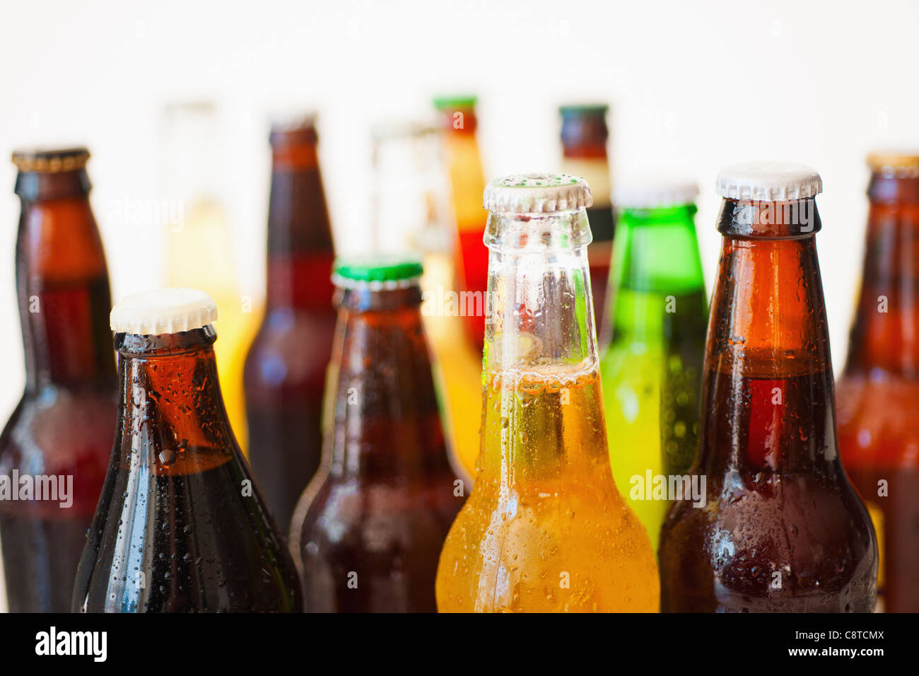 Studio shot of various beer bottles Stock Photo