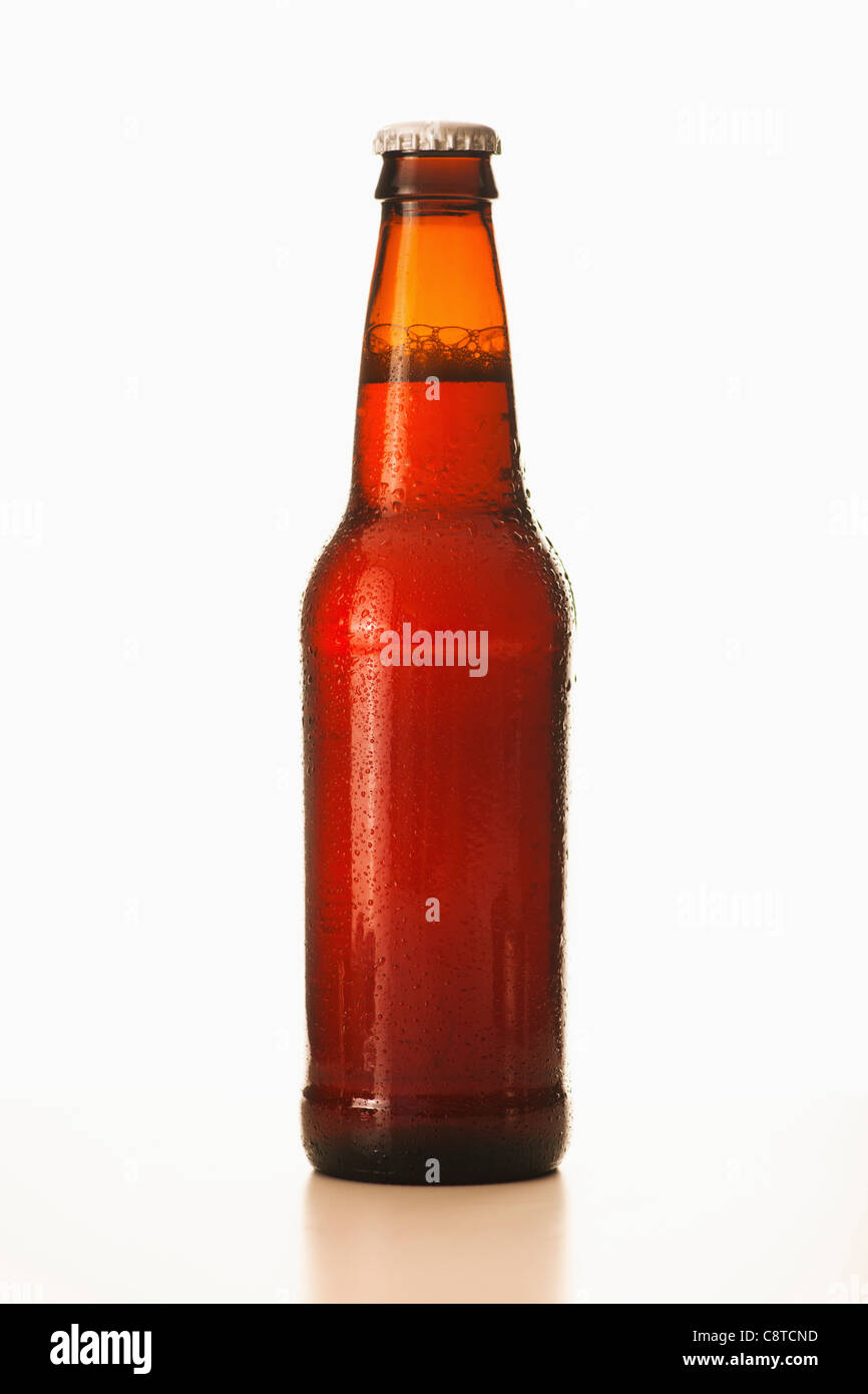 Studio shot of beer bottle Stock Photo