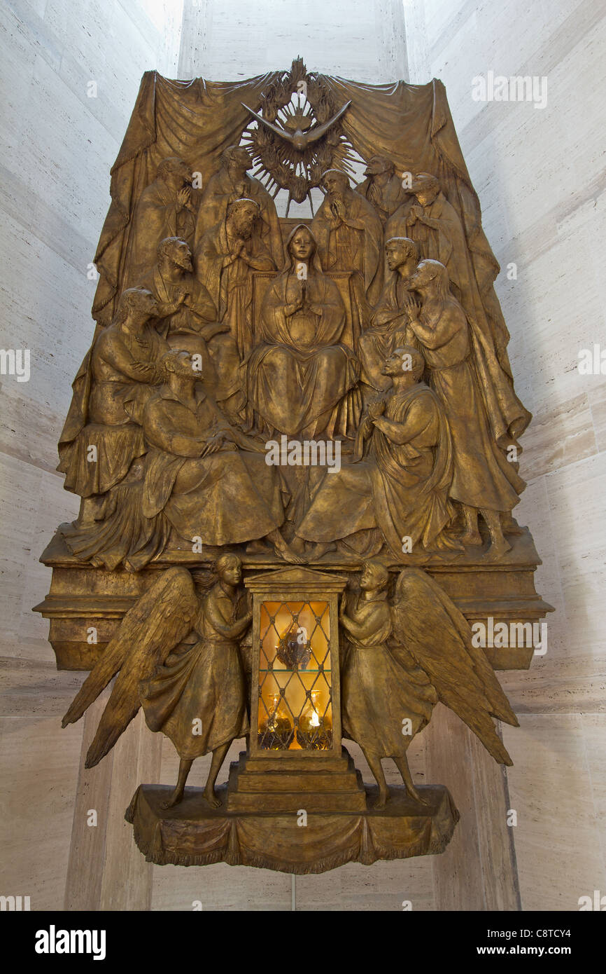 Roman Catholic Mary Assumption with Apostles Sculpture inside St Marys Cathedral Stock Photo