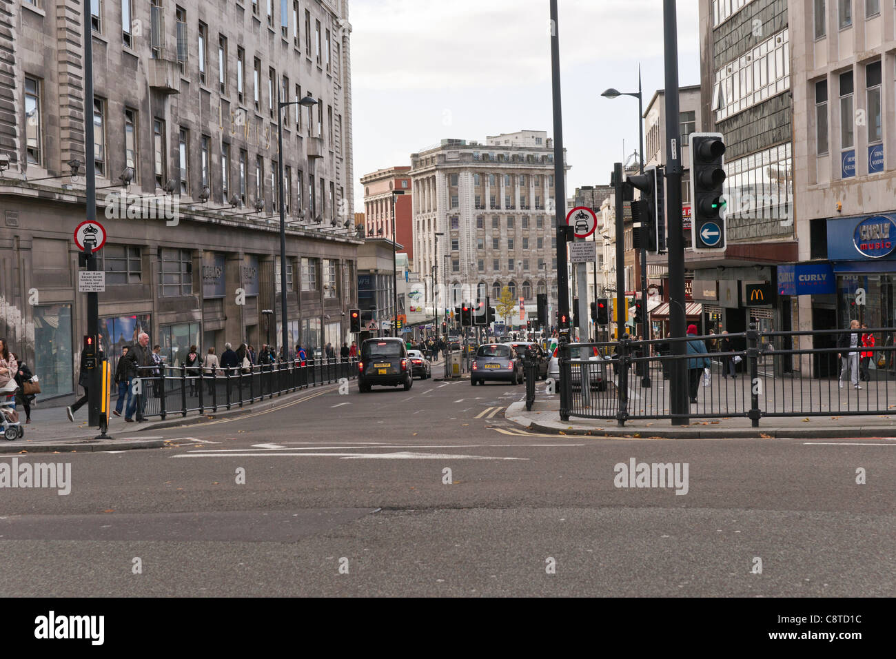 Liverpool City Centre at Lime Street and Ranelagh Street. Stock Photo