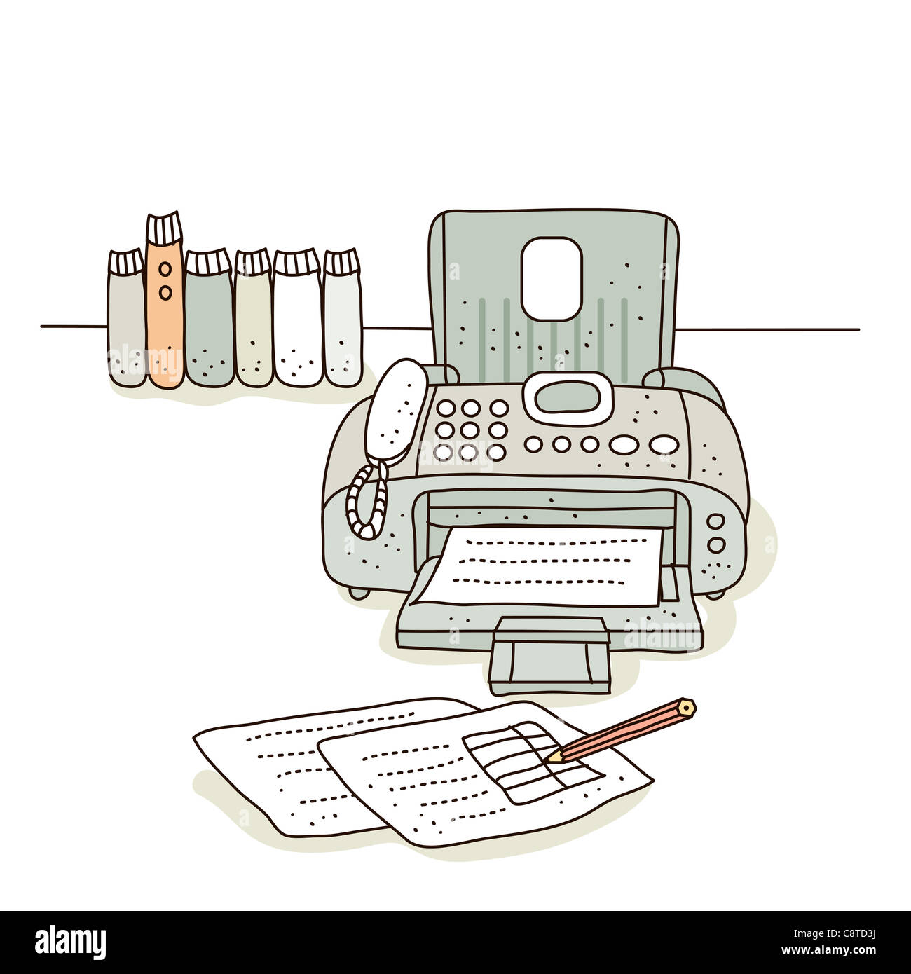 Illustration of fax machine printing out paper Stock Photo Alamy