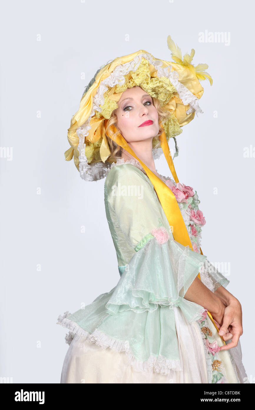 Woman with an Easter bonnet Stock Photo