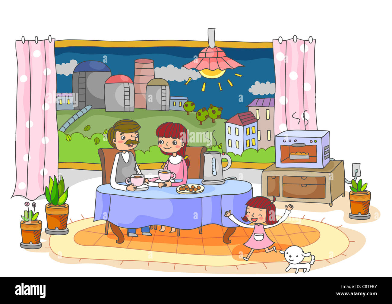 Happy Family Doing Breakfast Stock Photo