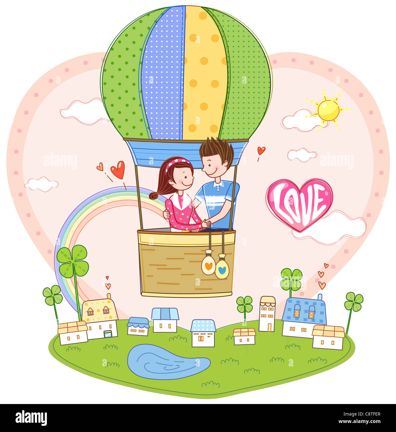 Couple In Hot Air Balloon Stock Photo - Alamy