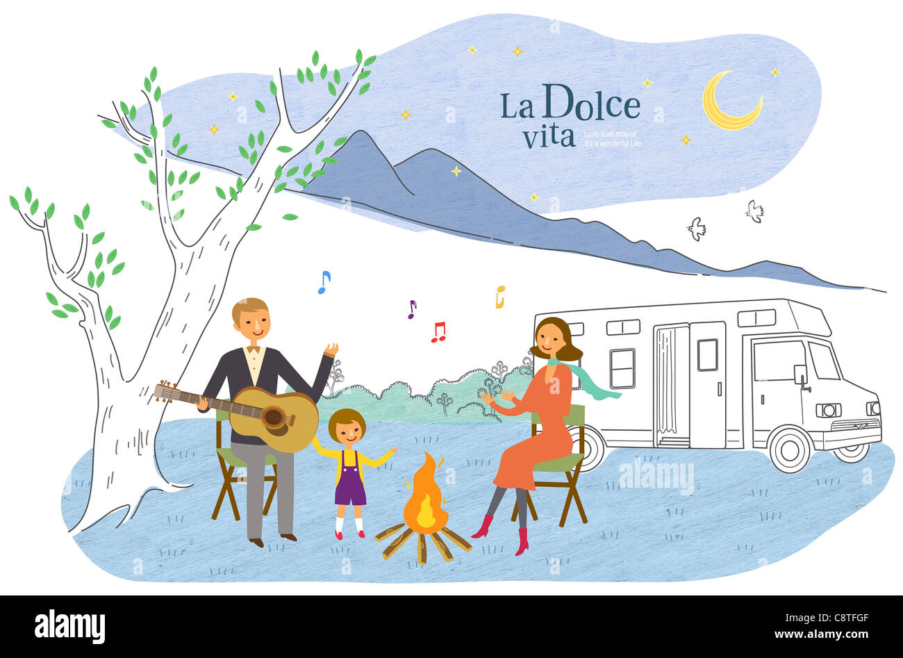 Family Enjoying Music At Campaign Stock Photo - Alamy