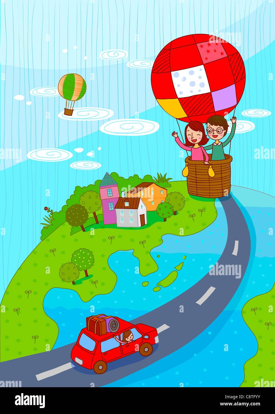 Couple In Hot Air Balloon Stock Photo - Alamy