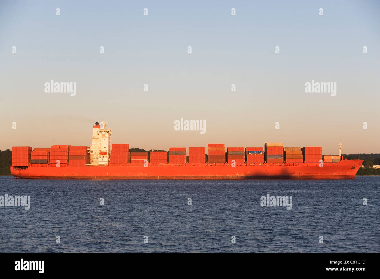 USA, New York State, New York City, Brooklyn, Container Ship Stock Photo