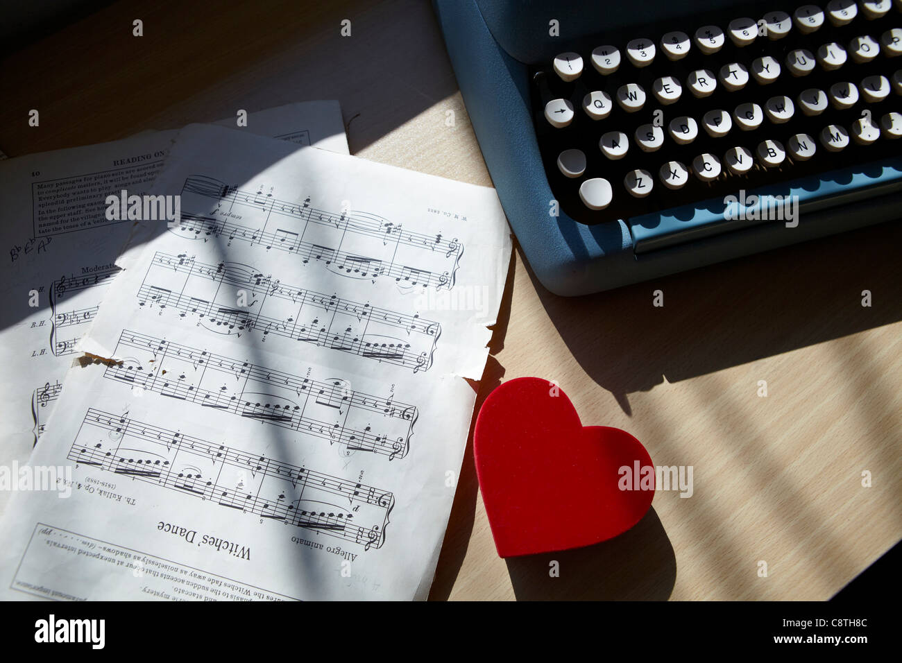 Typewriter And Musical Notes With Heart Stock Photo Alamy