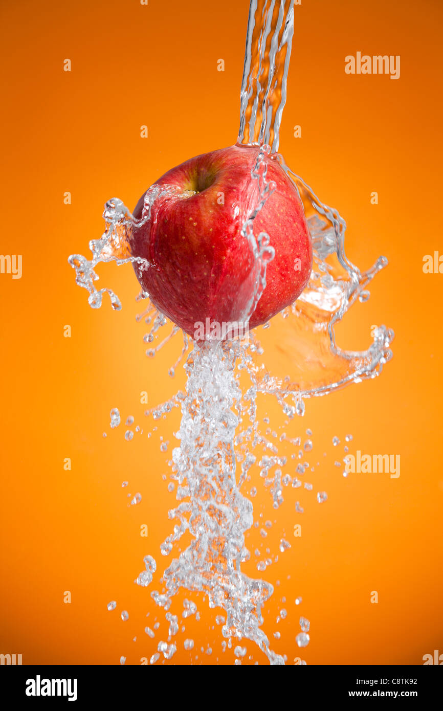 Water Pouring On A Fruit Stock Photo Alamy