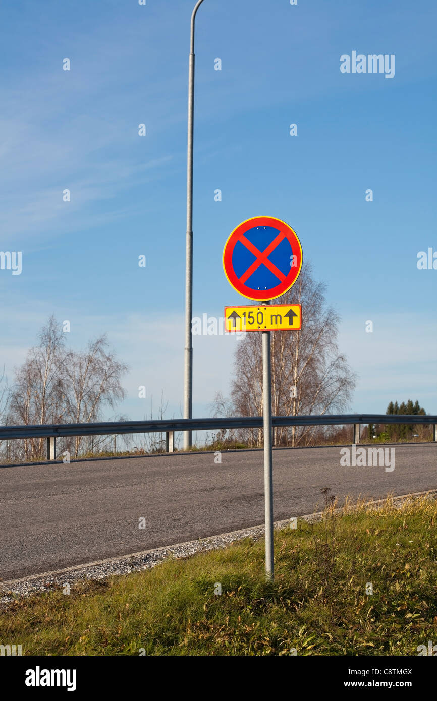 Standing and parking prohibited traffic sign Finland Stock Photo Alamy