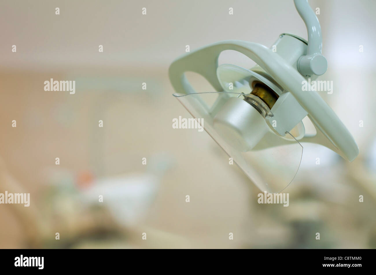 Dental equipment lamp. Student hall for practical training Stock Photo