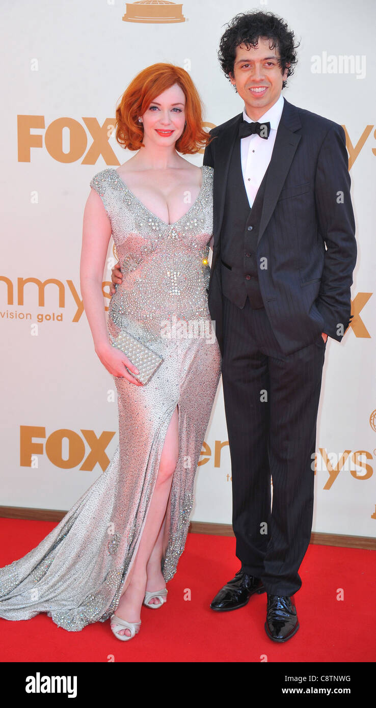 Christina Hendricks, Geoffrey Arend at arrivals for The 63rd Primetime Emmy Awards - ARRIVALS 1, Nokia Theatre at L.A. LIVE, Stock Photo