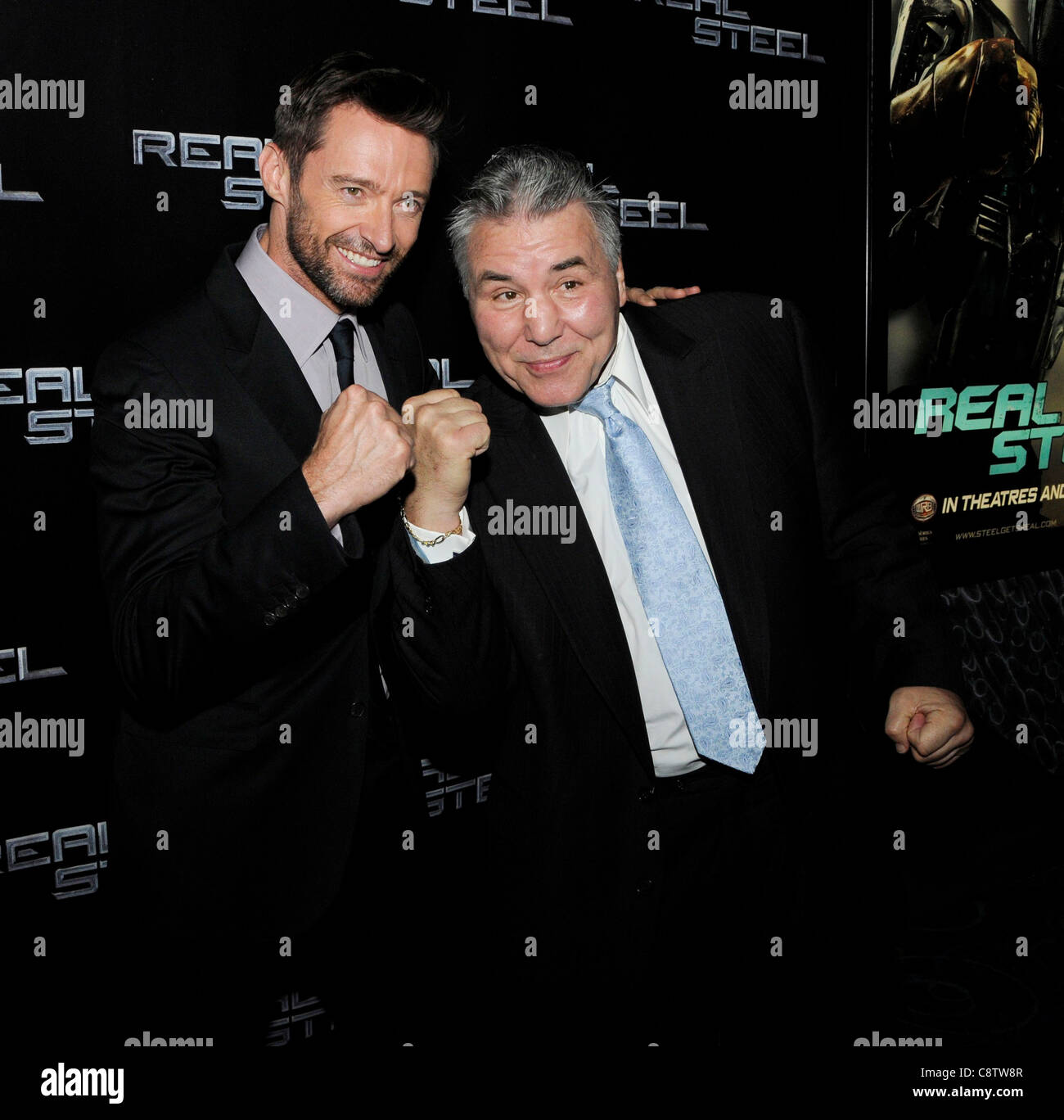 Hugh Jackman, George Chuvalo at arrivals for REAL STEEL Canadian Premiere, Scotiabank Theatre, Toronto, ON September 20, 2011. Stock Photo