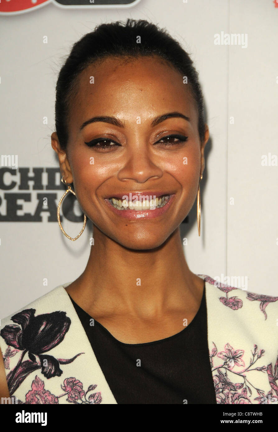 Zoe Saldana at arrivals for MACHINE GUN PREACHER Benefit Screening, Samuel Goldwyn Theater at AMPAS, Los Angeles, CA September Stock Photo